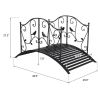 Arched Handrail Courtyard Iron Bridge With Bird Pattern, Black