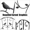 Arched Handrail Courtyard Iron Bridge With Bird Pattern, Black