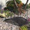 Arched Handrail Courtyard Iron Bridge With Bird Pattern, Black