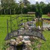 Arched Handrail Courtyard Iron Bridge With Bird Pattern, Black
