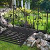 Arched Handrail Courtyard Iron Bridge With Bird Pattern, Black
