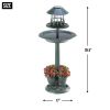 Verdigris Garden Centerpiece Bird Bath Planter with LED Light – Elegant Outdoor Décor