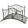 4' Metal Arch Backyard Garden Bridge with Safety Siderails, Delicate Scrollwork,  Easy Assembly, Black Bronze