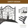 4' Metal Arch Backyard Garden Bridge with Safety Siderails, Delicate Scrollwork,  Easy Assembly, Black Bronze
