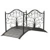 4' Metal Arch Backyard Garden Bridge with Safety Siderails, Delicate Scrollwork,  Easy Assembly, Black Bronze