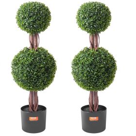 2 Pack, 3' Artificial Boxwood Topiary Tree