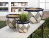 Geometric Pattern Planter Trio Set - Stylish Indoor Plant Pots