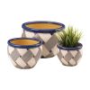 Geometric Pattern Planter Trio Set - Stylish Indoor Plant Pots