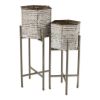 Modern Hexagon Bucket Plant Stand Set of 2 - Stylish and Functional
