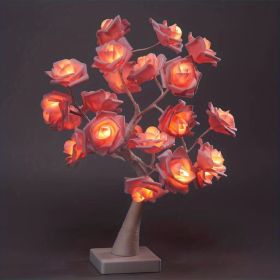 17.72inch USB Plug LED Thanksgiving Valentine's Day Rose Decoration Lamp, Party Scene Lighting Tree