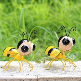 Metal Bee Decorations, Patio Art Garden Decoration, Cute Bee Lawn Decorations, Hanging Wall Sculpture, Garden Patio Decorations, 2pcs/set