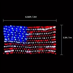 American Flag Net Light; Outdoor Waterproof Mesh Lights; LED String Light; Multicolor Lights For Backdrop Party Wall Decor ; Independence Day décor