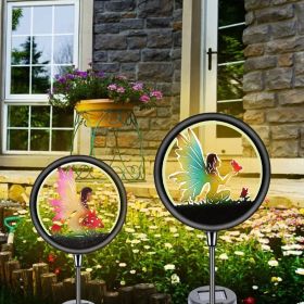 Fairy Solar Light Garden Decor; Fairy Decorative Garden LED Stake Lights For Walkway Yard Lawn Patio Garden Courtyard Waterproof, 2pcs