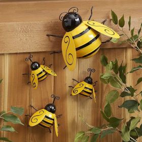 3D Iron Bee Art Sculpture, 4pcs
