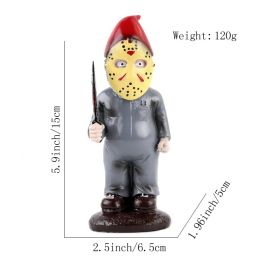 1pc Resin Figure With Mask; Craft Ornament For Garden & Desktop; Home Indoor & Outdoor Decor