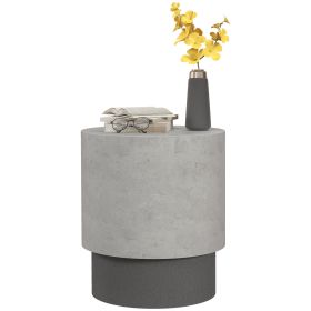 Round Accent Table with Concrete Finish 4 Adjustable Feet for Indoor or Outdoor
