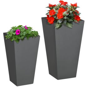 Patio Planters,  Flower Receptacles with Drainage for Lush Outdoor Décor, Gray
