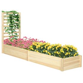 Wooden Raised Garden Bed with Trellis for Climbing Plants, Natural