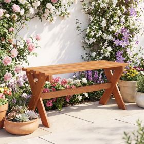 36" Outdoor Solid Wood Bench Set of 1/2 Backless Patio Dining Bench with Teak Oil Finish