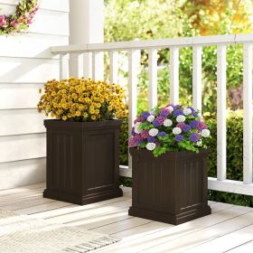 Square Plastic Planters Set of 2 with Drainage Holes and Nesting Design