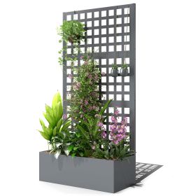Galvanized Raised Garden Bed Planter Box with Trellis for Climbing Plants, Vegetable, Vines, 35" x 16" x 70"