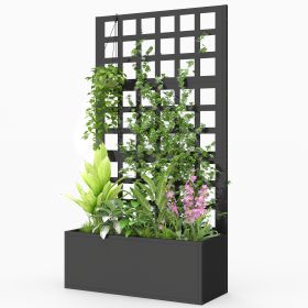 Galvanized Raised Garden Bed Planter Box with Trellis for Climbing Plants, Vegetable, Vines, 24" x 9" x 44.5"