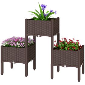 Plastic Raised Garden Bed with Legs, Self Watering with Drainage Holes & Plugs