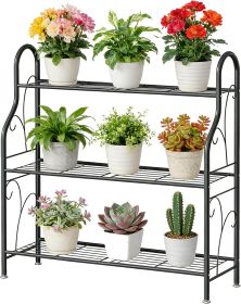 3 Tier Metal Corner Indoor Outdoor Plant Shelf for Patio, Garden, & Balcony