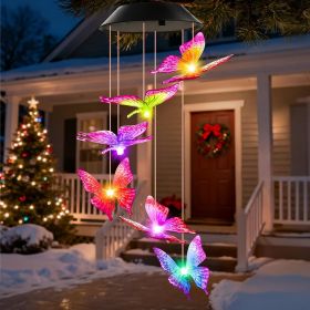 Winzwon Solar Lights Outdoor Wind Chimes for Garden Yard Patio Porch Decor Hanging Butterfly Decorations