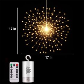 200LED Hanging Starburst Lights, Battery Operated, 8 Modes, Dimmable Remote Control, Waterproof Copper Wirefor Indoor Outdoor Christmas Décor