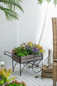 24.4" x 12.6" x 15.4" Rustic Black Trolley Cart Plant Stand & Planter