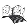 Arched Handrail Courtyard Iron Bridge With Bird Pattern, Black
