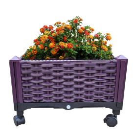 Mobile plastic raised garden bed with wheels, ideal for growing vegetables
