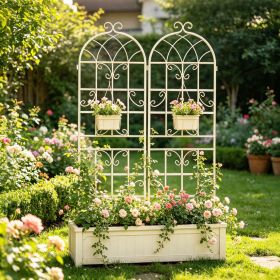 2 Pack Metal Garden Trellis 71" x 19.7" Rustproof Trellis for Climbing Plants Outdoor Flower Support Cream White