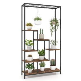 6-Tier Metal Plant Stand with 10 Hanging Hooks