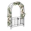 134.5 x 58.5 x 213cm Arc Roof Double Layer With Door Wrought Iron Iron Arch Courtyard Black