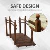 7.5' Fir Wood Garden Bridge Arc Walkway with Side Railings, Perfect for Backyards, Gardens, & Streams, Carbonized