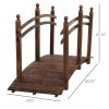 7.5' Fir Wood Garden Bridge Arc Walkway with Side Railings, Perfect for Backyards, Gardens, & Streams, Carbonized