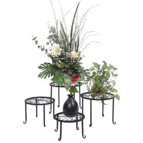 4-in-1 Metal Plant Stand Round Flower Pot Rack Display Shelf