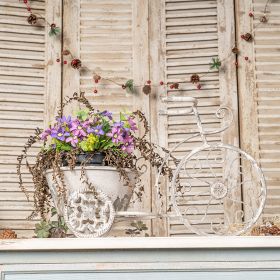 Rustic Vintage Bicycle Metal Wire Wall Planter Basket for Home and Garden