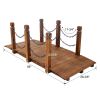 5 FT Wooden Garden Bridge, Stained Wood Arc Footbridge with Chain Railings for Backyard Creek Farm, Decorative Pond Bridge, Easy to Assemble (Brown)