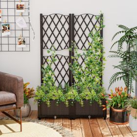 Raised Garden Bed with Trellis Planter Box for Climbing Plants