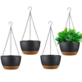 Hanging Planters With Drainage Holes And Removable Self-Watering Trays, 4 Pcs