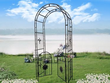 Metal Outdoor Garden Arch, Arbor, Trellis for Climbing Plants Support with doors