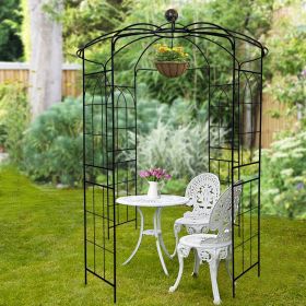 Metal Garden Arch Arbors Gazebo. Birdcage Shape Pergola Pavilion for Wedding Ceremony Outdoor, Black