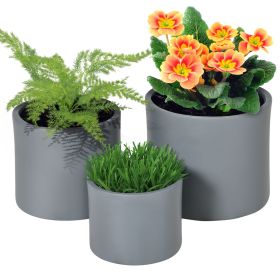 Set of 3 Outdoor Planter Set with Drainage Holes for Patio, Yard, Garden