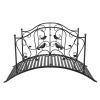 Arched Handrail Courtyard Iron Bridge With Bird Pattern, Black