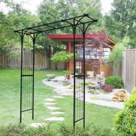 Metal Outdoor Garden Arch Arbor Trellis for Climbing Plant Support, Black