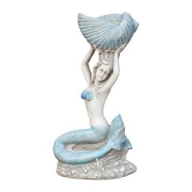 Ocean Style 13.3'' x 9.4'' x 25.1'' Magnesium Oxide Mermaid Statue for Home, Garden, Patio