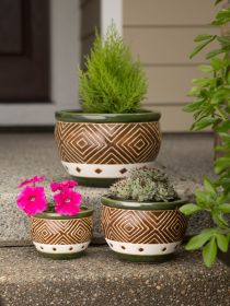 Stylish Ceramic Planters for Indoor & Outdoor Décor (Color: Jade)